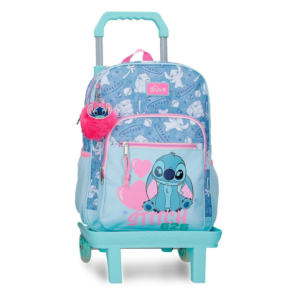 Mochila Escolar Trolley Hearts Stitch Disney 38cm