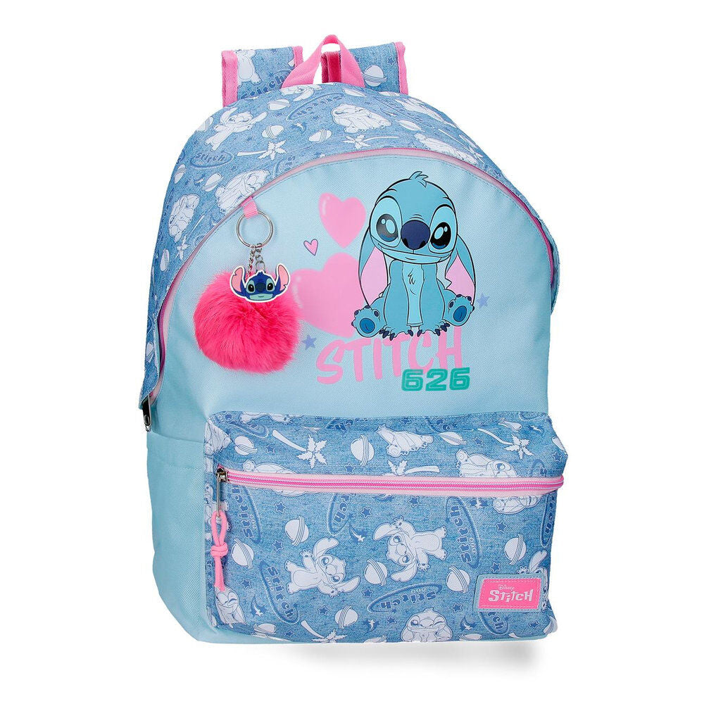 Mochila Escolar Hearts Stitch Disney 44cm Adaptável
