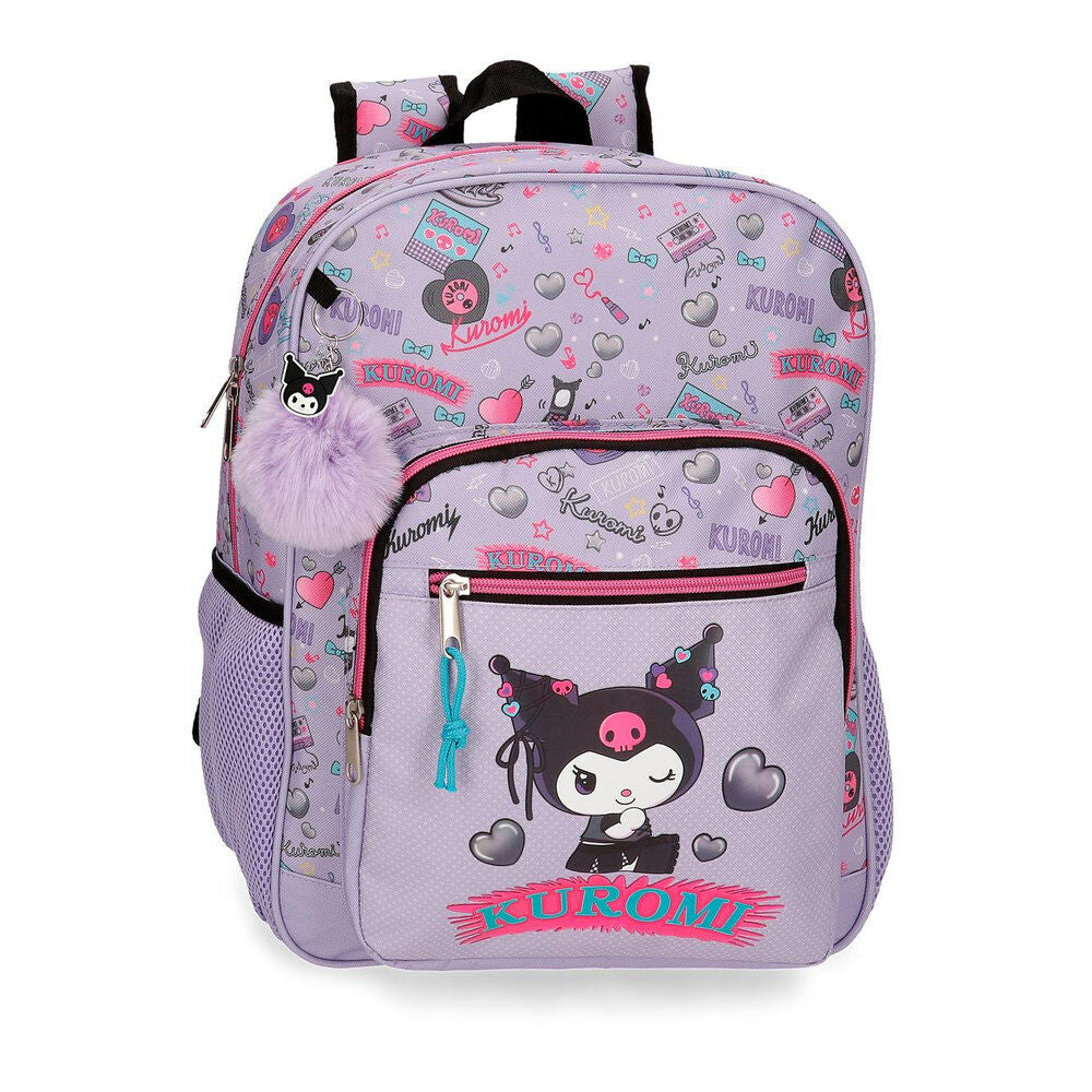 Mochila Escolar Retropop Kuromi Hello Kitty 38cm Adaptável