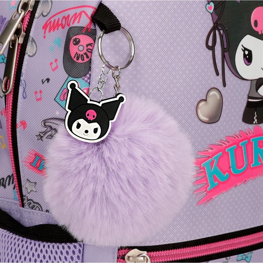 Mochila Pré-Escolar Retropop Kuromi Hello Kitty 33cm Adaptável