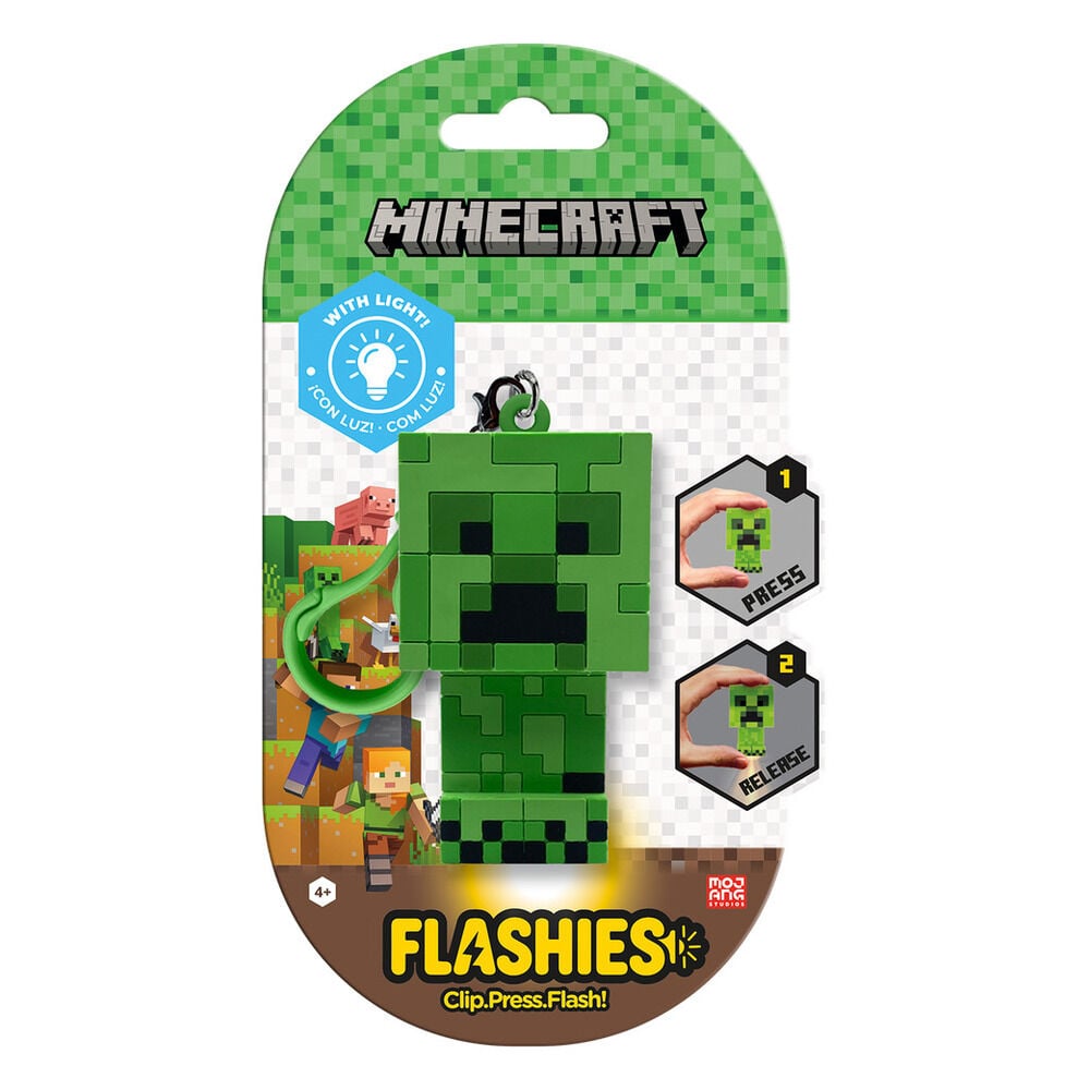 Porta-Chaves figura 3D com luz Minecraft Flashies