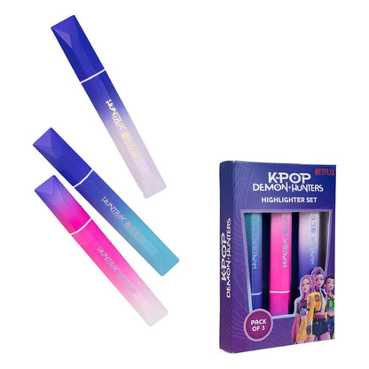 Conjunto de 3 Marcadores Fluorescentes K-Pop Demon Hunters Huntrix