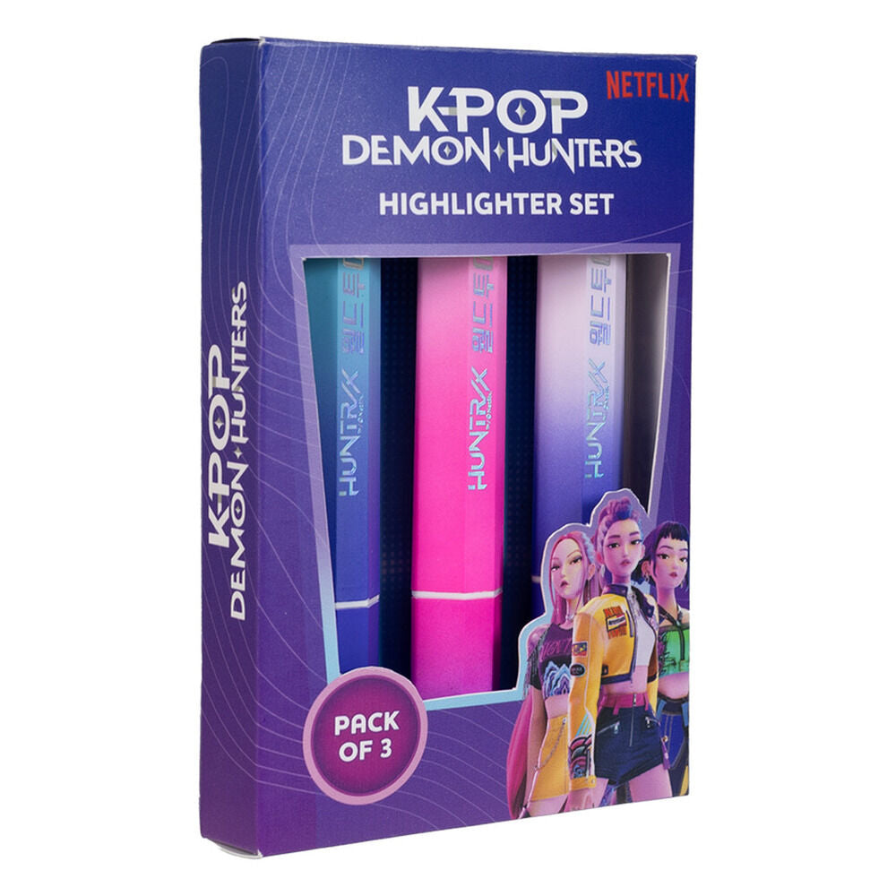 Conjunto de 3 Marcadores Fluorescentes K-Pop Demon Hunters Huntrix
