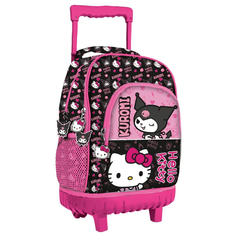 Mochila Escolar Trolley Kuromi &amp; Hello Kitty 44cm