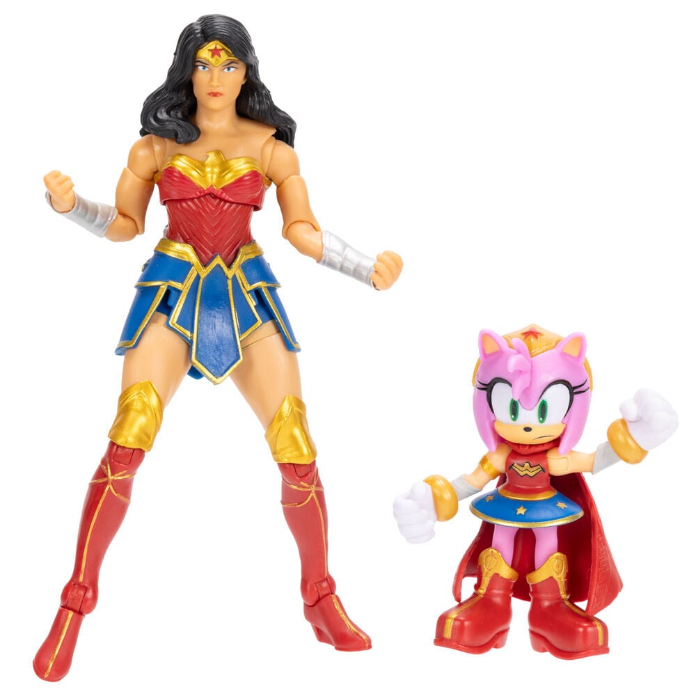 Figura Amy &amp; Wonder Woman Sonic The Hedgehog x Dc Comics