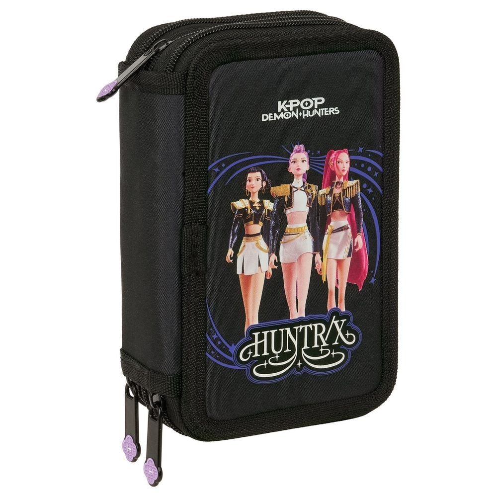 Estojo Triplo com Material Escolar Sound K-Pop Demon Hunters 37pcs