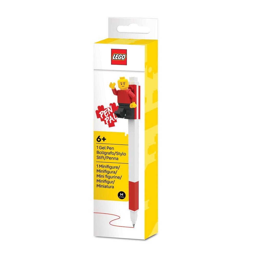 Caneta de gel Lego vermelha com minifigura