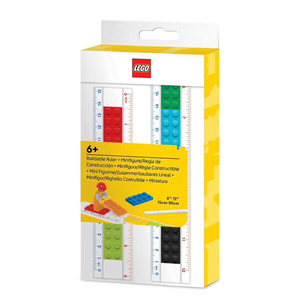 Régua com minifigura de operário da construção civil Lego