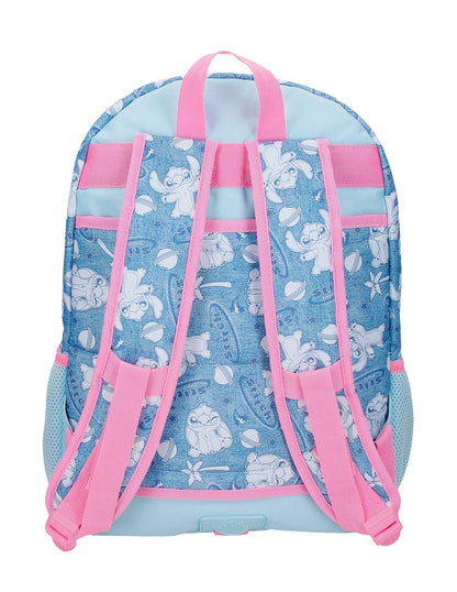 Mochila Escolar Hearts Stitch Disney 44cm Adaptável