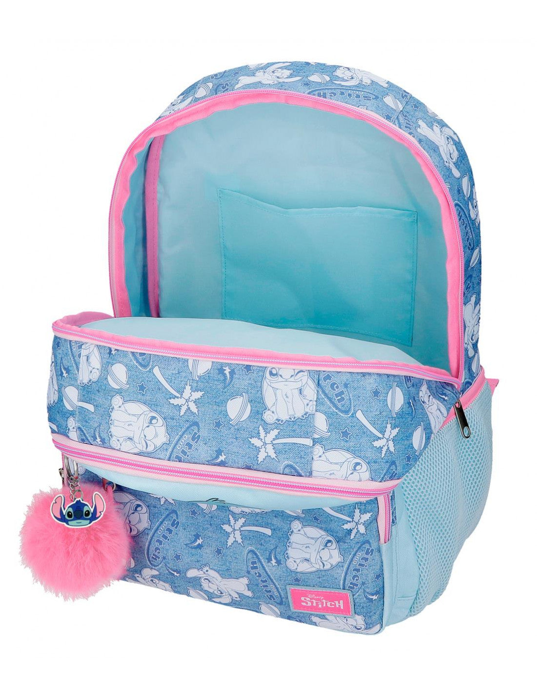 Mochila Escolar Hearts Stitch Disney 44cm Adaptável