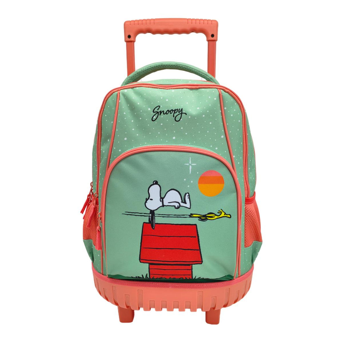 Conjunto de Mochila Escolar Trolley + Estojo + Lancheira Térmica Snoopy Peanuts